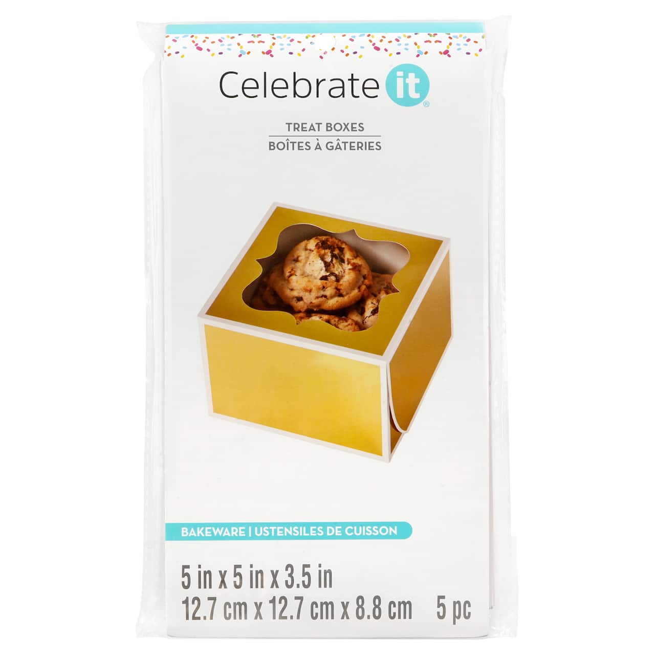 5&#x22; Gold Window Treat Boxes by Celebrate It&#xAE;, 5ct.